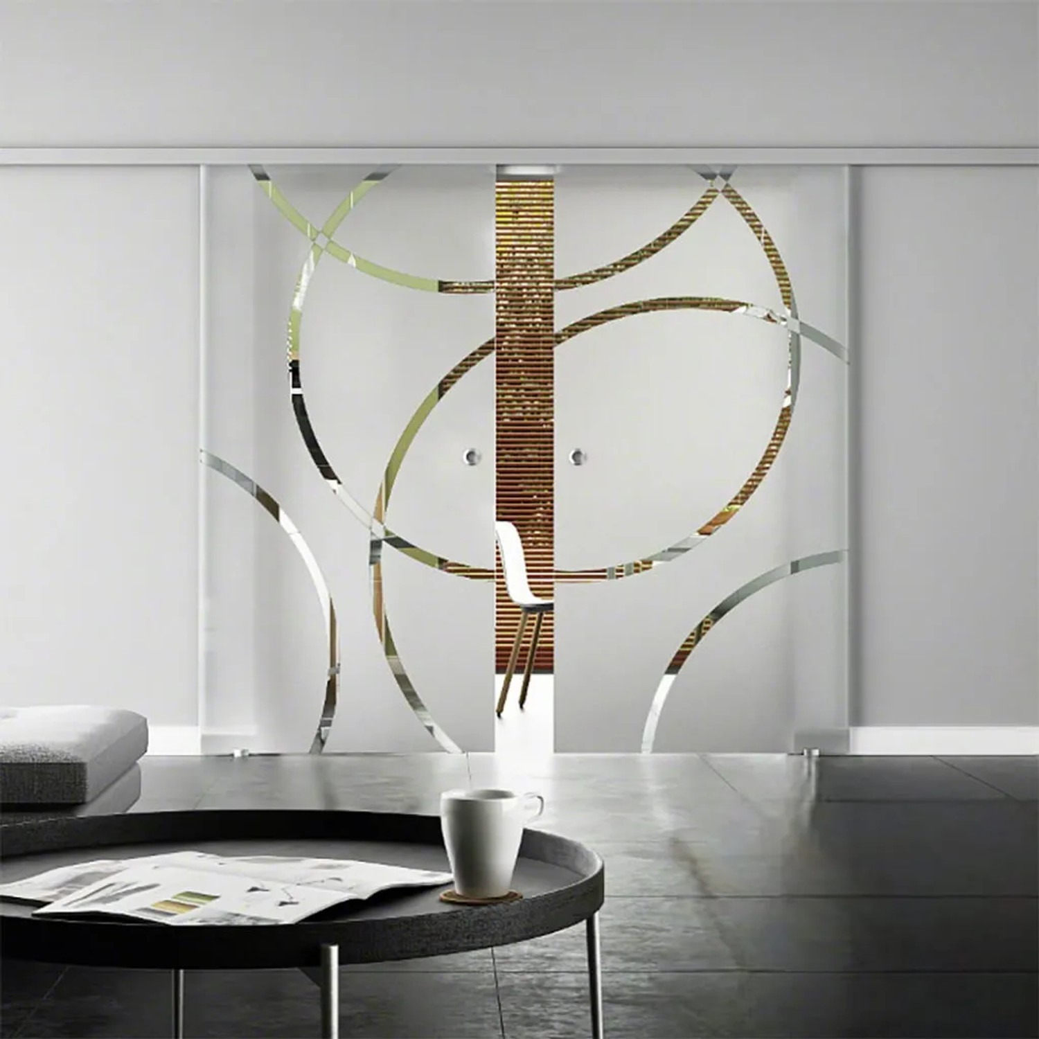 Levidor Doppelglasschiebetür Komplettset 2x 65 x 205 cm Coburg Aluminium mit Griffmuscheln und SoftClose