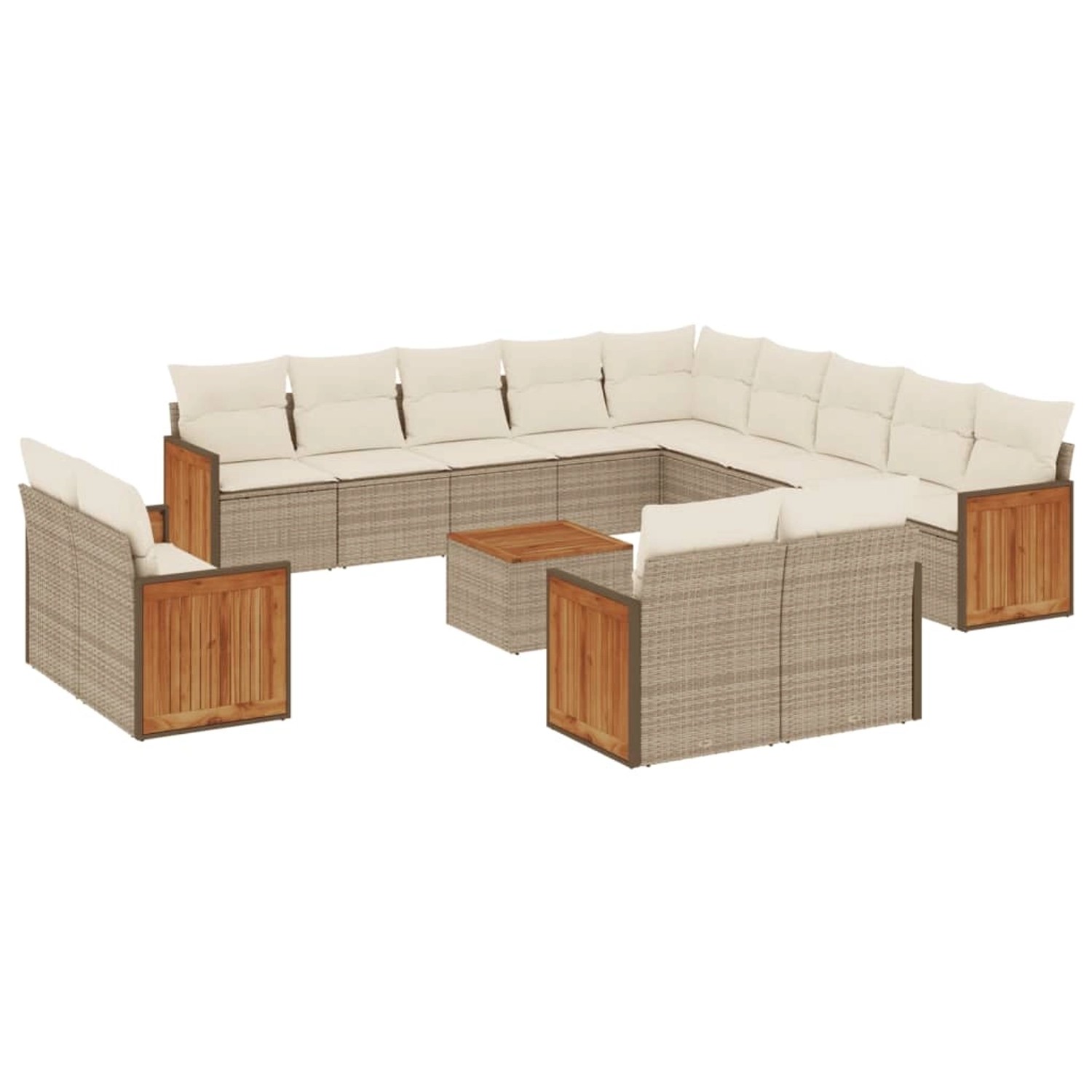 vidaXL 14-Tlg Garten-Sofagarnitur mit Kissen Beige Poly Rattan 3228214 günstig online kaufen