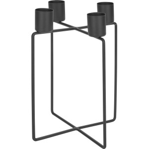 Schwarzer Kerzenhalter Midnight Mystery für 4 Kerzen, 10,5x10,5 cm, aus Keramik.