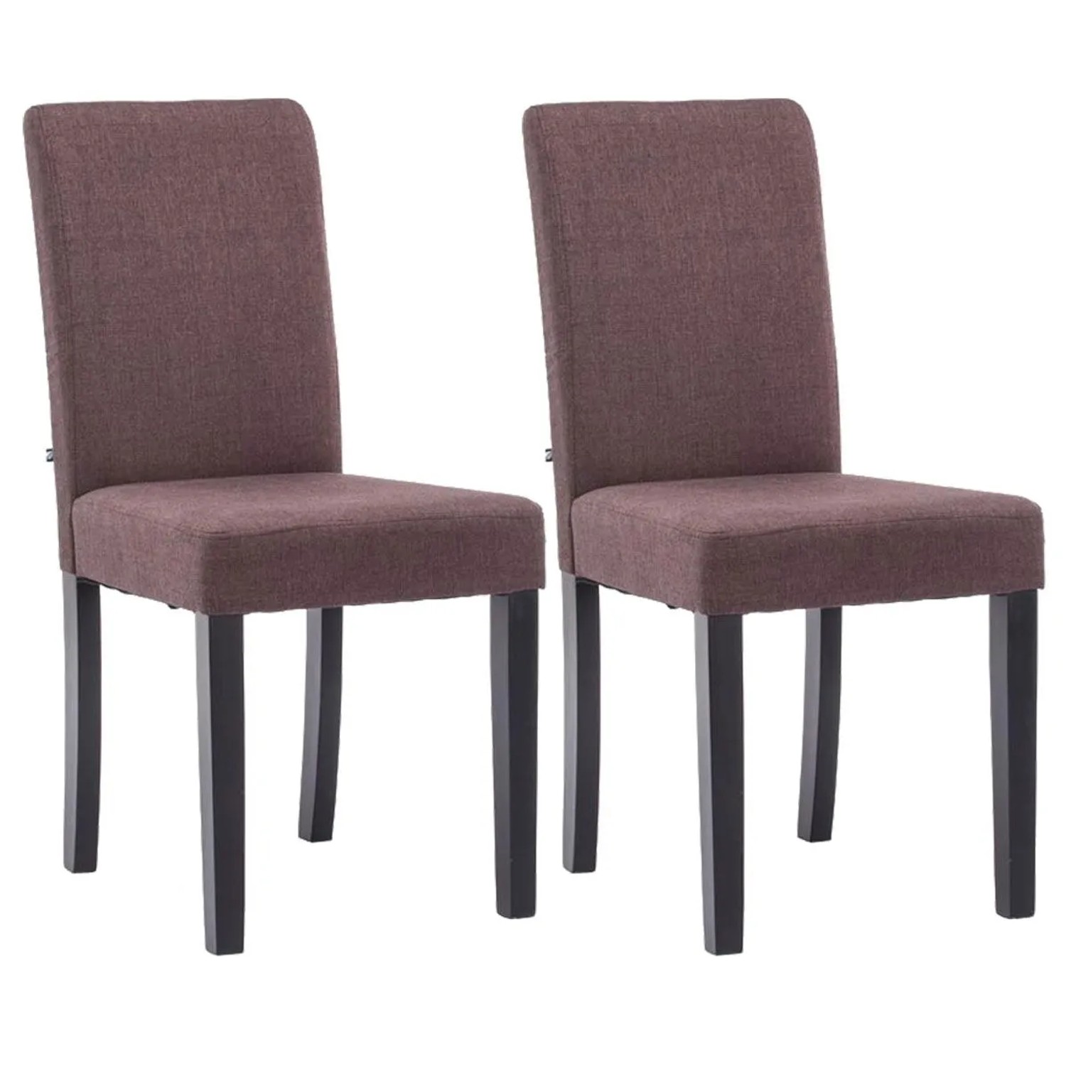 DELUKE 2er Set Esszimmerstuhl DALAN Stoff Braun 41x47x91cm Schwarz Essstühle Esszimmerstühle Küchenstühle Wohnzimmerstühle