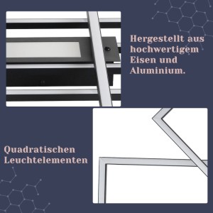 Detailansicht der schwarzen NETTLIFE LED Deckenleuchte aus Metall mit rechteckigen Rahmen und integrierten LEDs.