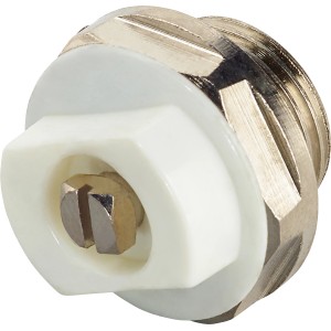 Entlüftungsventil für Heizkörper, 16,7 mm (G 3/8), Messing vernickelt mit Kunststoffnase.