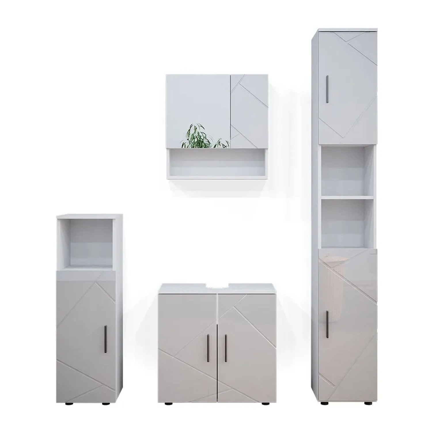 Vicco Badmöbel-Set Irma Weiß Hochglanz 60 x 59 4-teilig