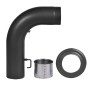 Firefix Rauchrohrset, 150mm, schwarz, 3-teilig: Bogen mit Klappe, Rosette, Verbindungsstück für Kamin & Ofen.