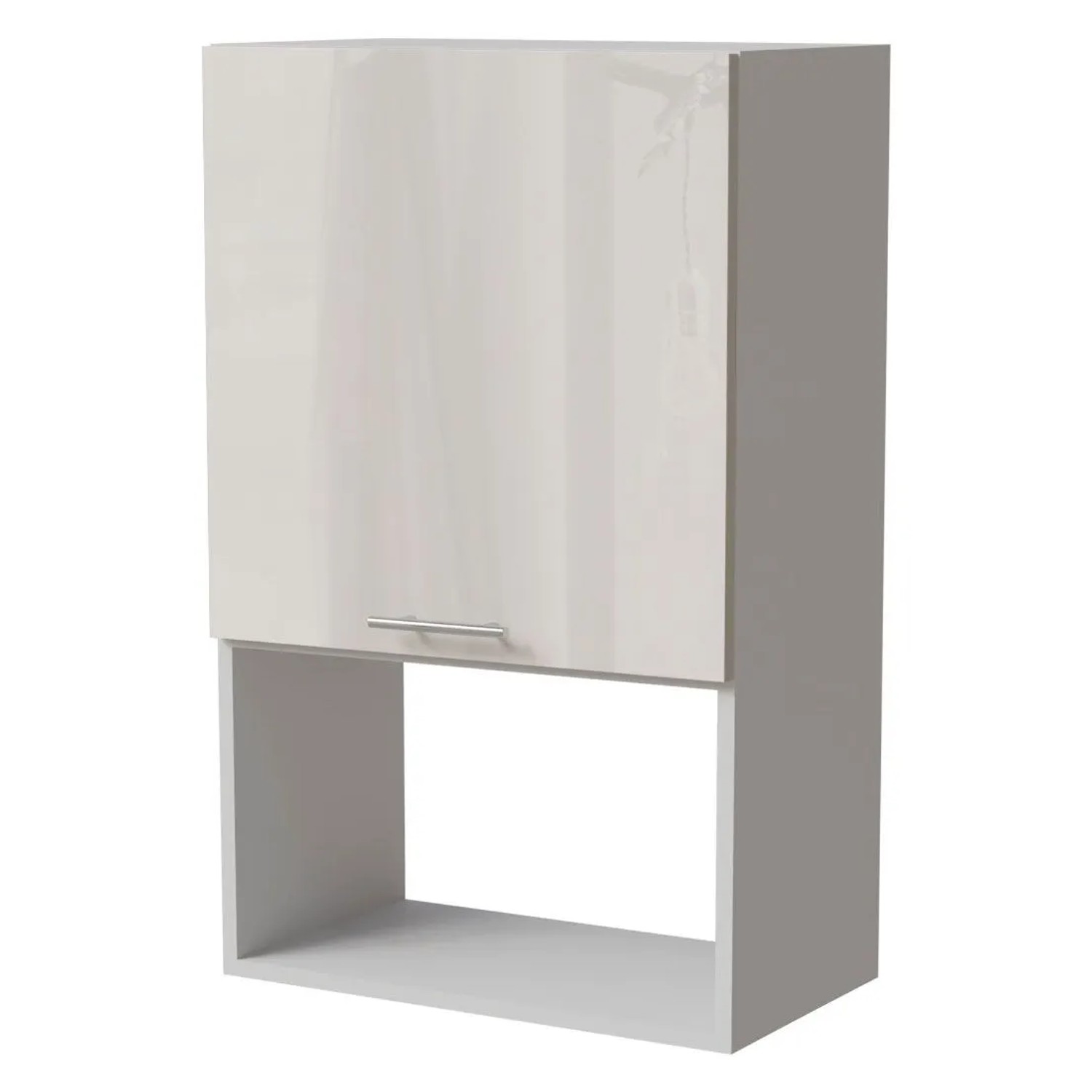 Feldmann-Wohnen Mikrowellenumbauschrank Brerra W4MK/60 Weiß / RAL 9001 creme Hochglanz 60 / 32,5 / 96cm