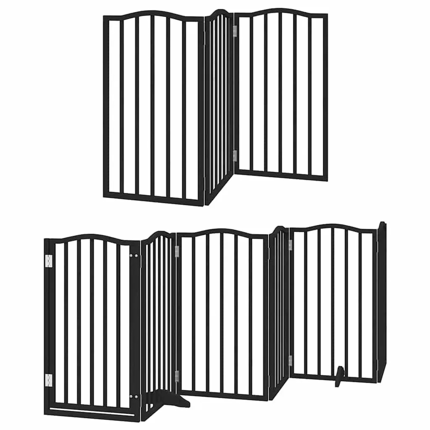 vidaXL 9 Tlg Hundetor mit Tür Faltbar Schwarz 450 cm Pappelholz 3155600