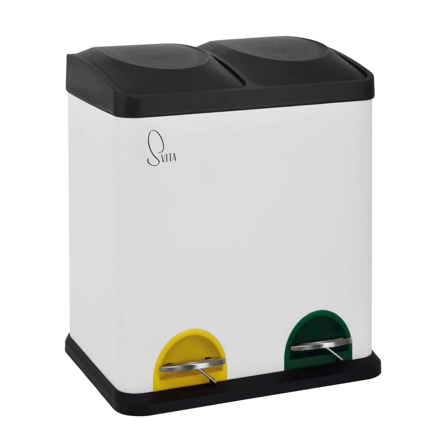 Svita TC2X15 Mülleimer 30L 2x15 Treteimer Papierkorb Mülltrennung Stahl Wei günstig online kaufen