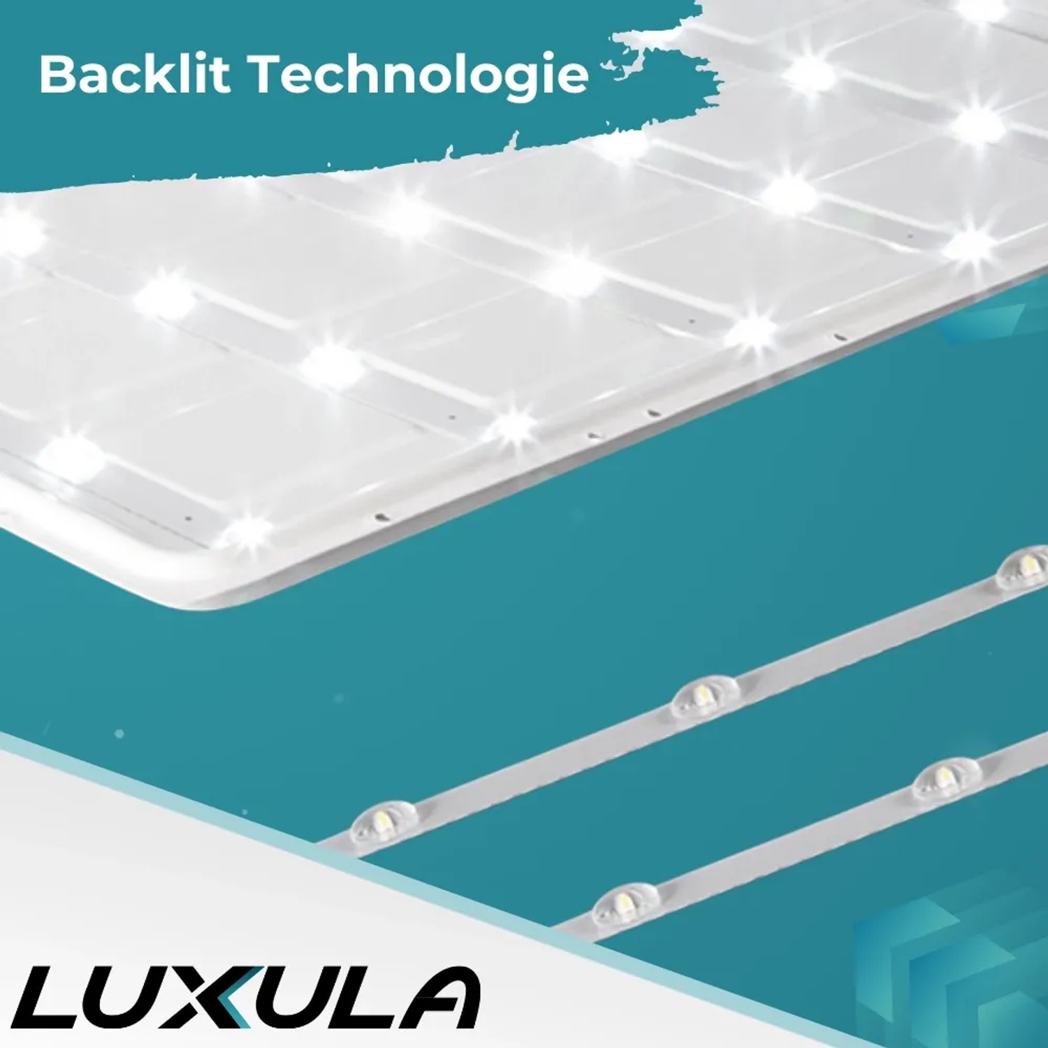 LUXULA LED Panel Rasterleuchte, 62x62cm, mit Backlit Technologie für gleichmäßige Ausleuchtung.
