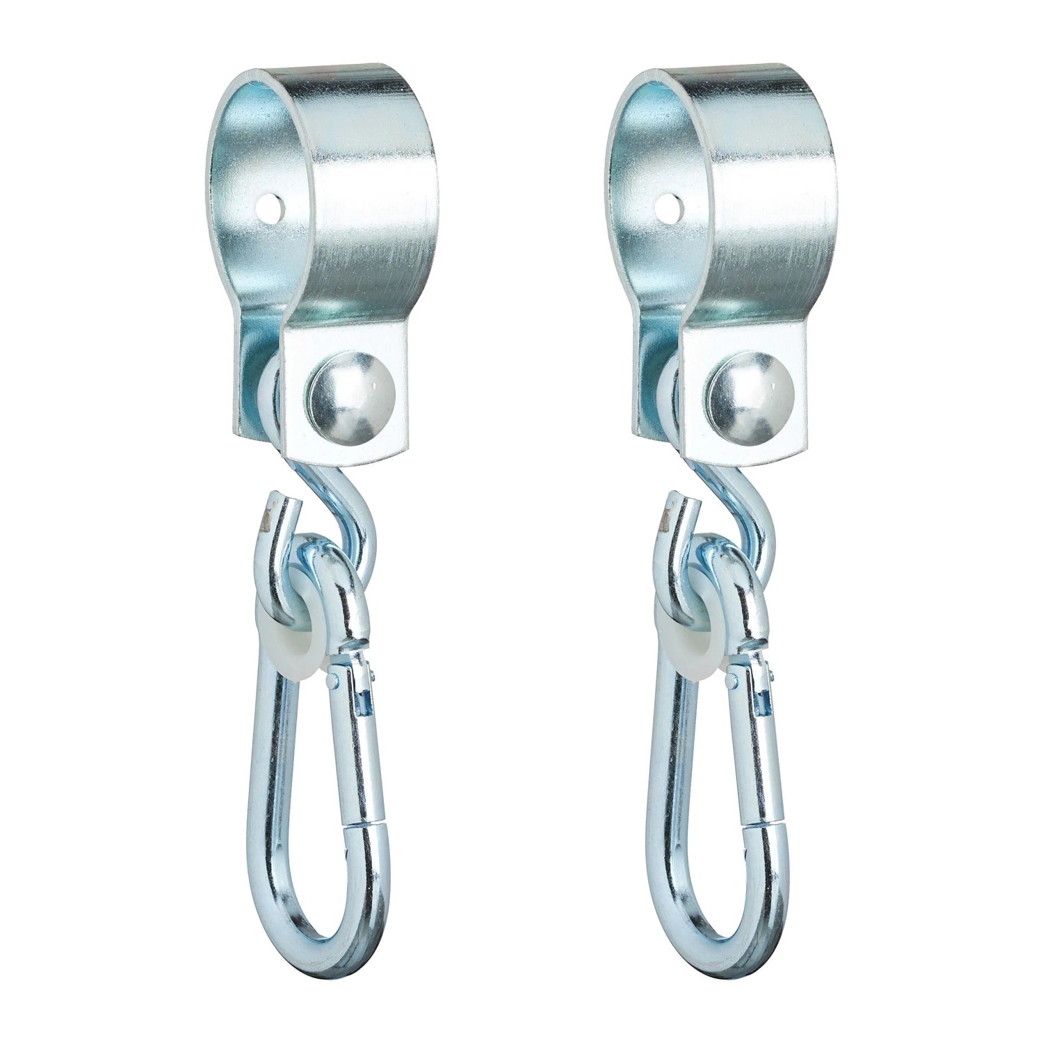 Relaxdays Schaukelhaken 2er Set Eisen Silber mit Karabinern 20 cm x 3 cm x 5,5 cm