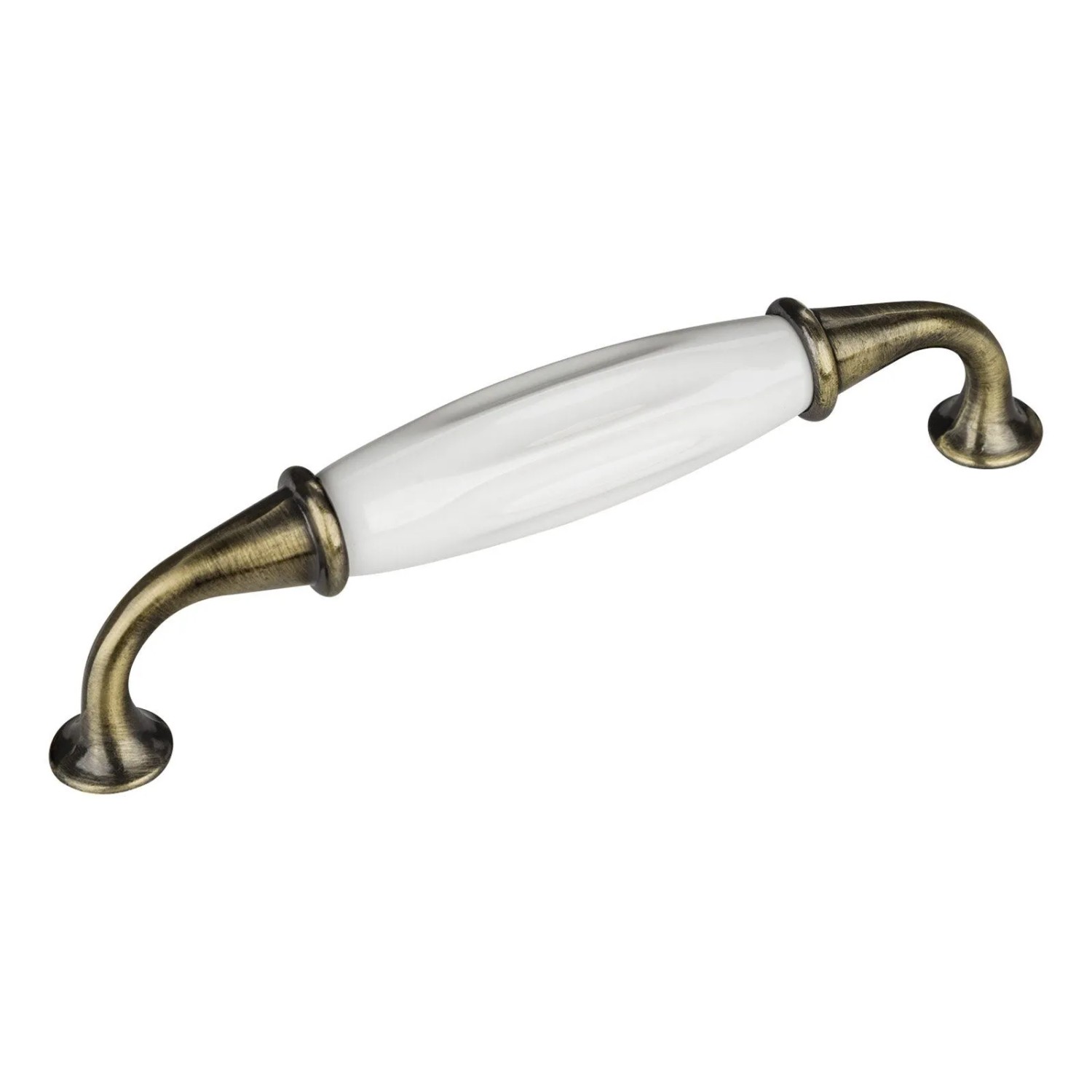 SOTECH Porzellangriff JOHANNA BA 128 mm Antik Messing Weiß