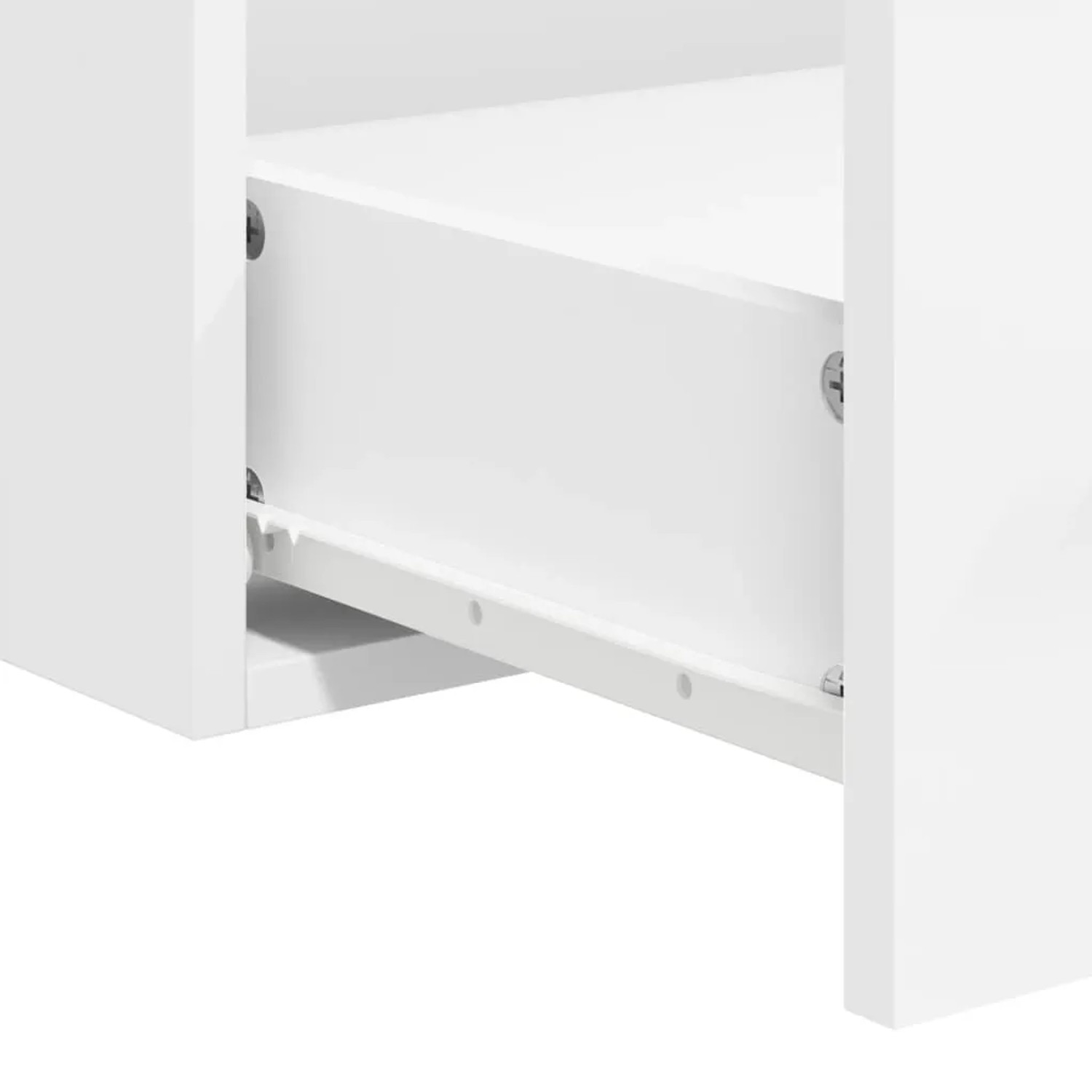 Detailaufnahme: Weißer Badschrank mit Schublade aus Holzwerkstoff von vidaXL.