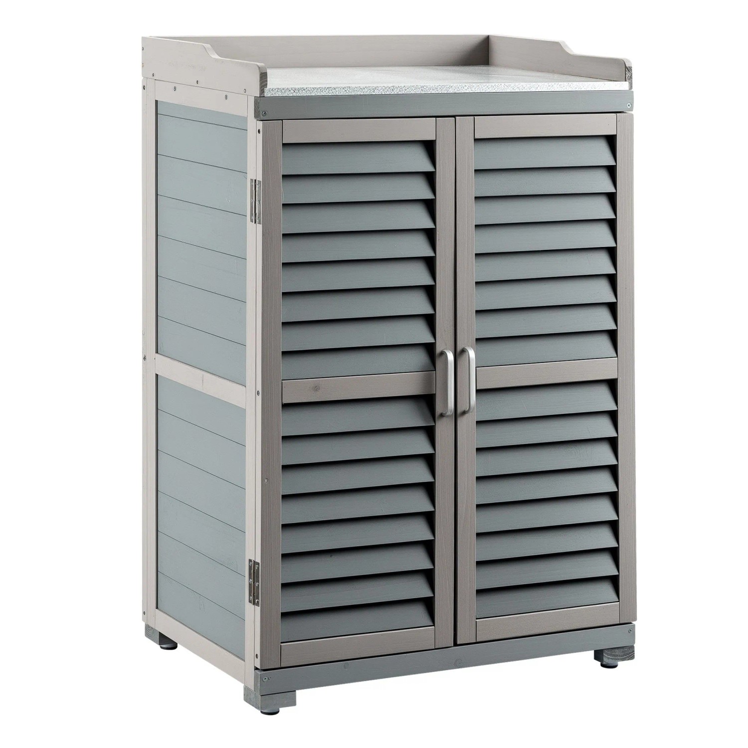 Wiltec Wiiltec Gartentisch Unterschrank Grau Pflanztisch Gartenschrank Gärtnertisch
