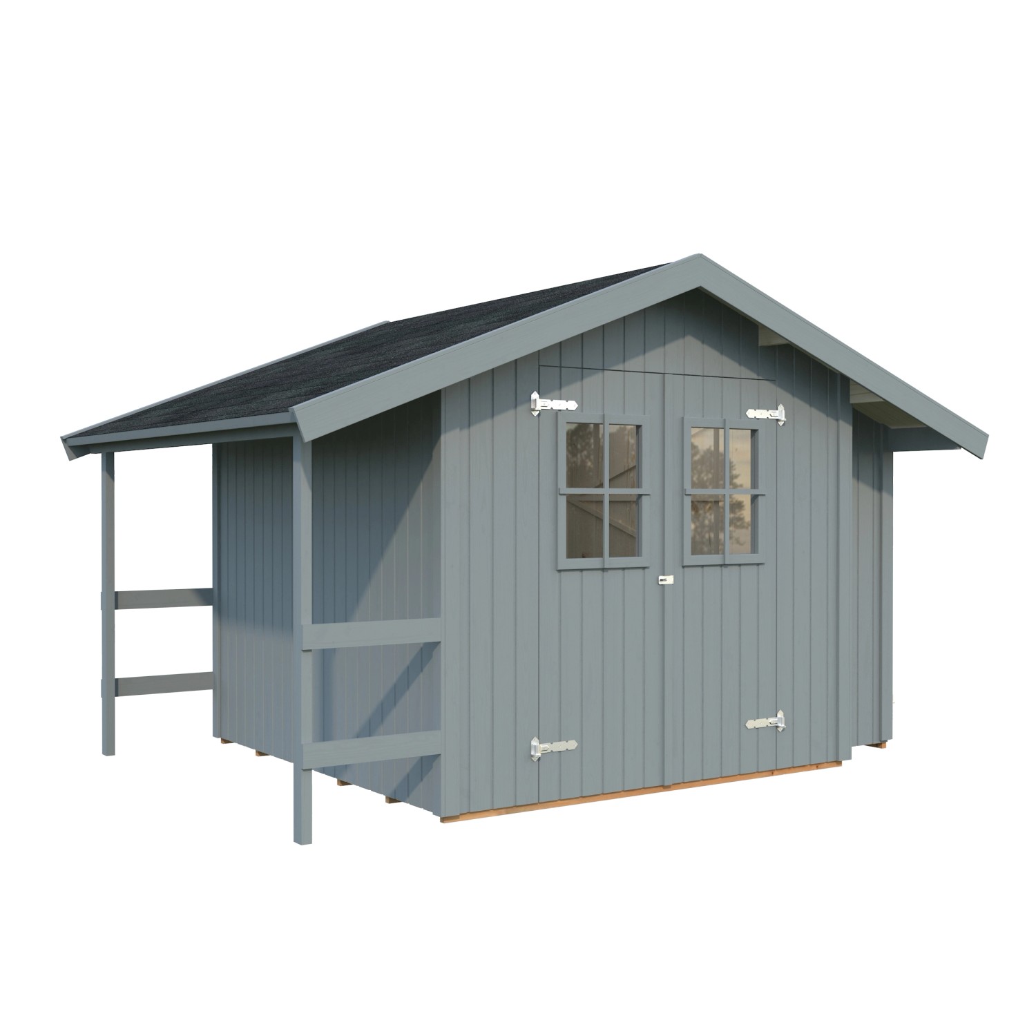 Palmako Gerätehaus Marcus 233 x 239 cm Lackiert Hellgrau FSC® günstig online kaufen