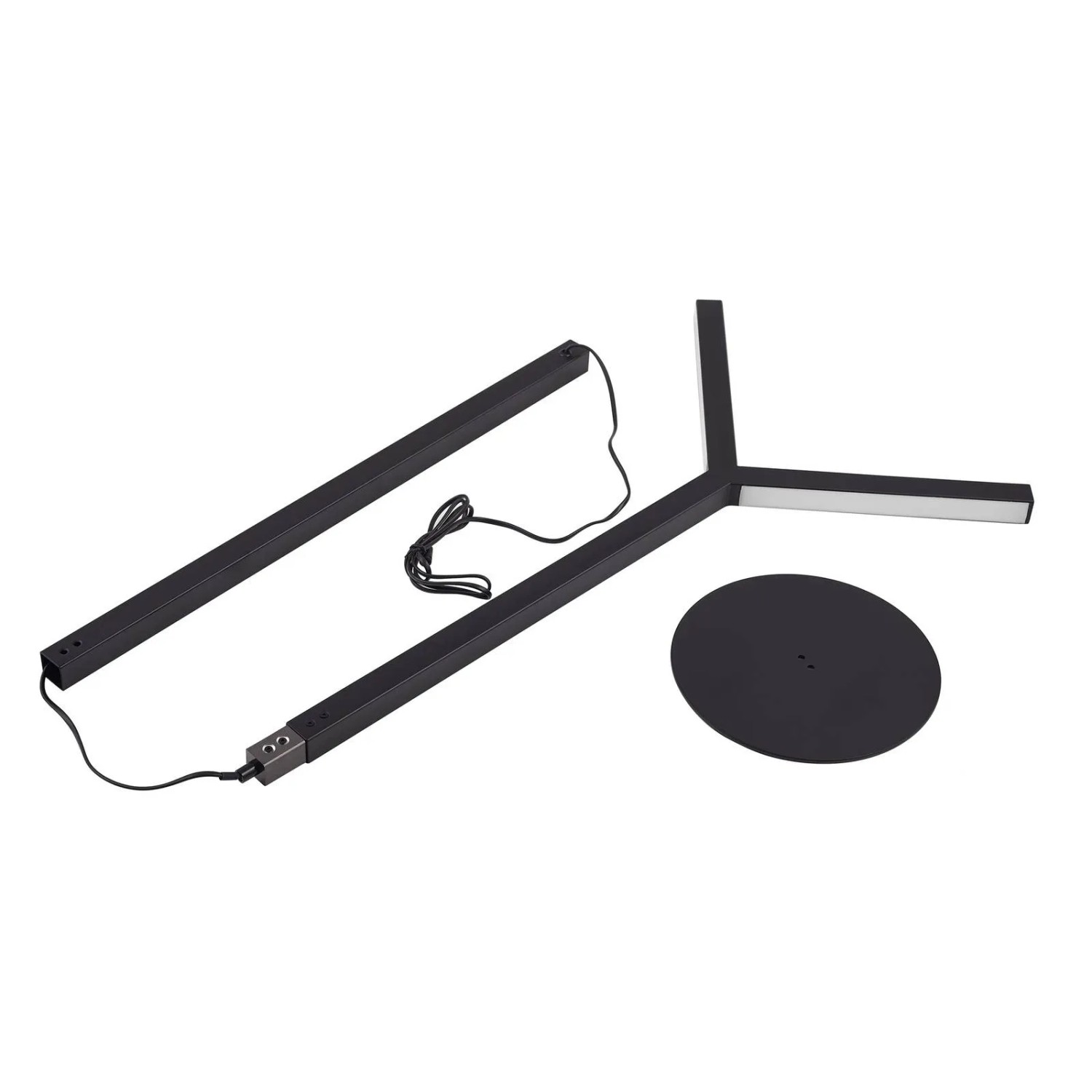 Zerlegte, dimmbare LED Stehlampe Ilian von Lucande in Schwarz aus Metall, 2-flammig.