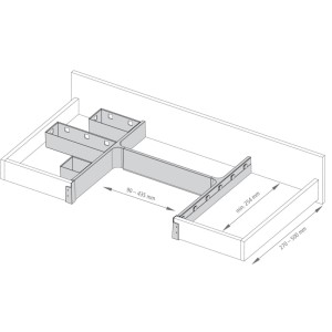 Ninka Banio Schubladeneinsatz Graphit Kunststoff für Siphon Ausschnitt, flexibel, ideal für Besteckkästen.
