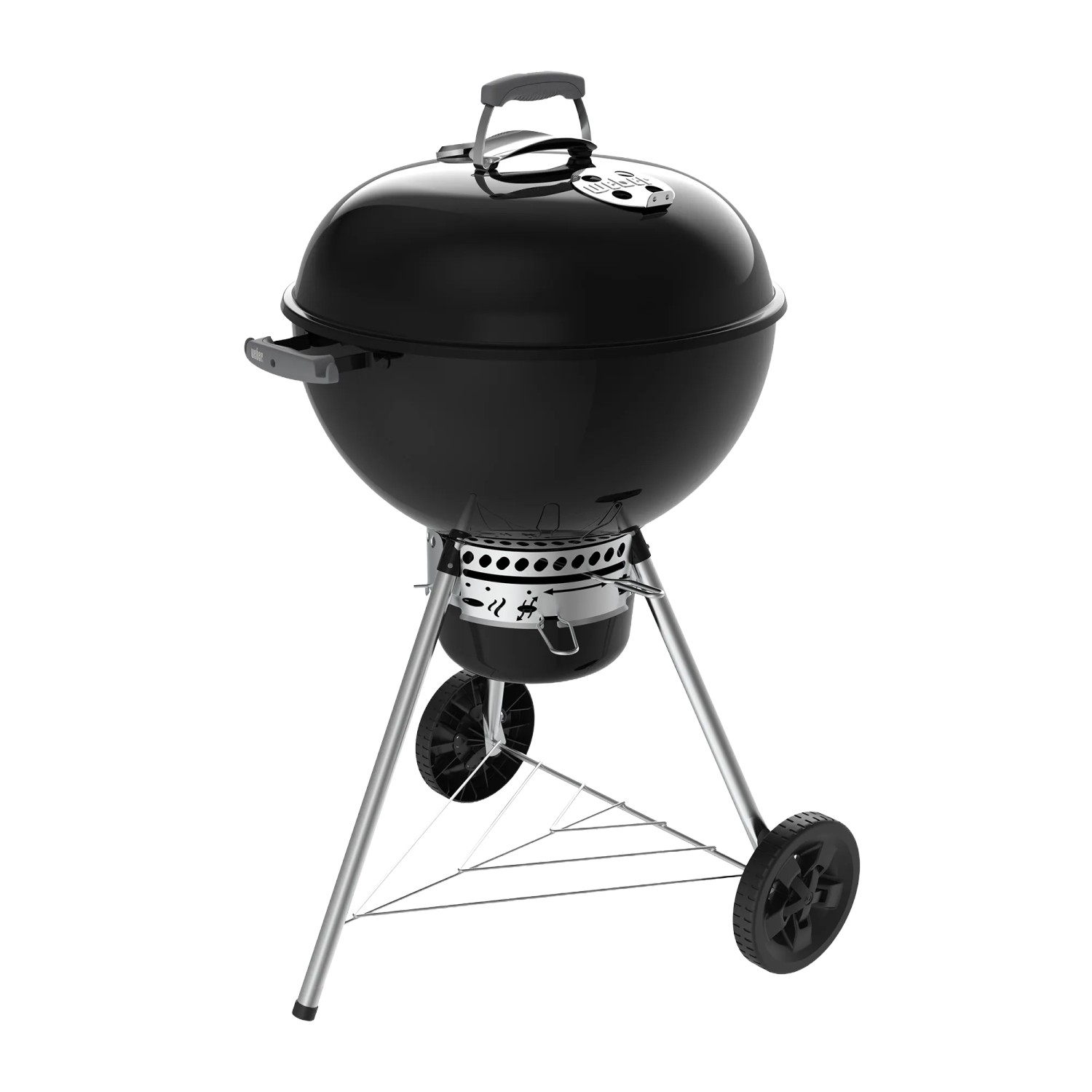 Schwarzer Weber Holzkohlegrill Original Kettle Premium 57 cm mit Deckelthermometer und Aschetopf.