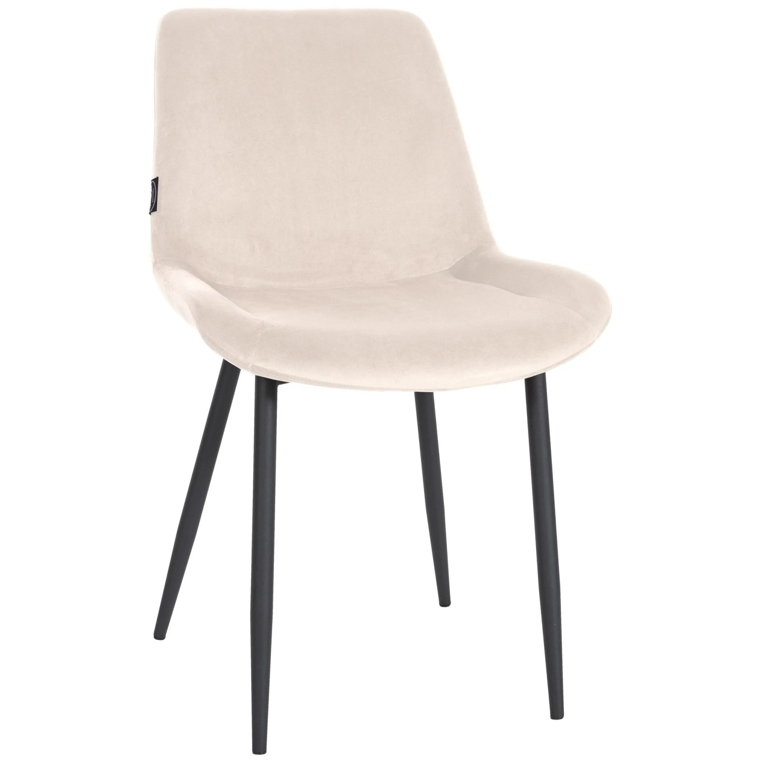 DELUKE Esszimmerstuhl WIKIL Samt 80x51x60cm Creme Samt Metall Matt Schwarz Gestell Stühle Esszimmerstühle Esstisch Küchenstuhl