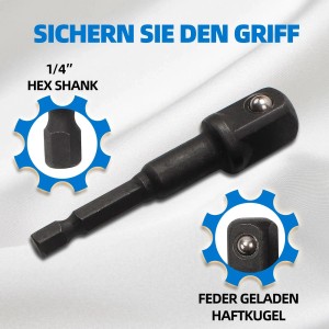 CCLIFE 17tlg Stecknuss Adapter für Schlagschrauber 1/4'' 3/8'' 1/2'' 3/4'' Bit Nuss Kardangelenk Cr-Mo