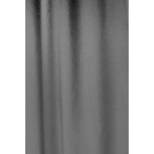 Grauer Euroshowers Duschvorhang aus Polyester mit Metallösen und Duschvorhangringen.