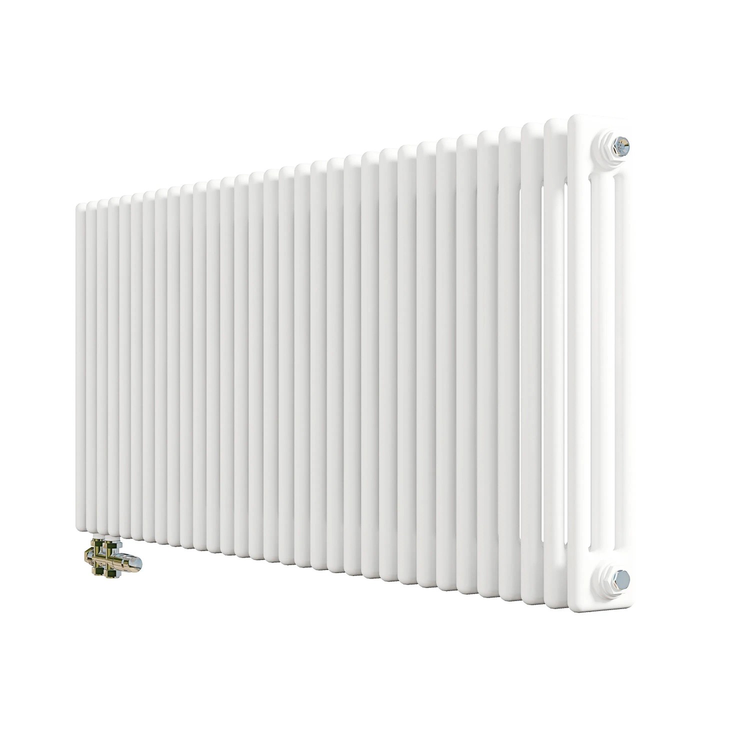 AICA Traditioneller Heizkörper 600 x 1460 mm Gusseisenstil 3 Spalten mit Seitenanschluss Weiß 2169W