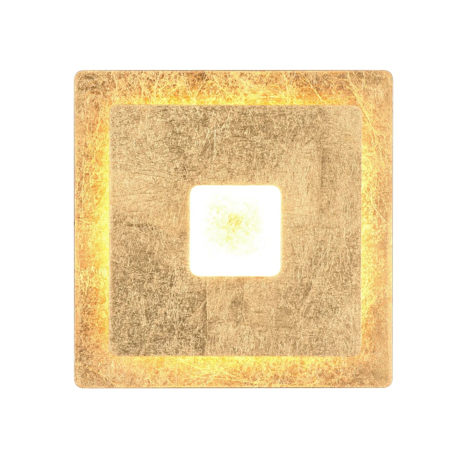 Goldfarbene, eckige Trio LED-Wandlampe Leano für indirekte Beleuchtung.