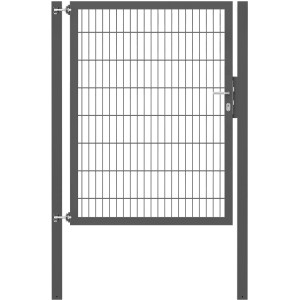Anthrazitfarbenes Gartentor Flexo Plus, 125x160 cm, mit Doppelstabmatte und Pfosten.