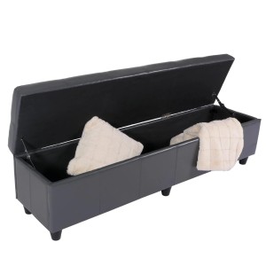 BERLINLODGE Aufbewahrungs-Truhe Lars XXL 45x180x45cm Stoff/Textil Dunkelgrau