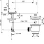 Technische Zeichnung: Ideal Standard Cerafine O Waschtischarmatur H120 BlueStart, Chrom, mit Maßangaben.