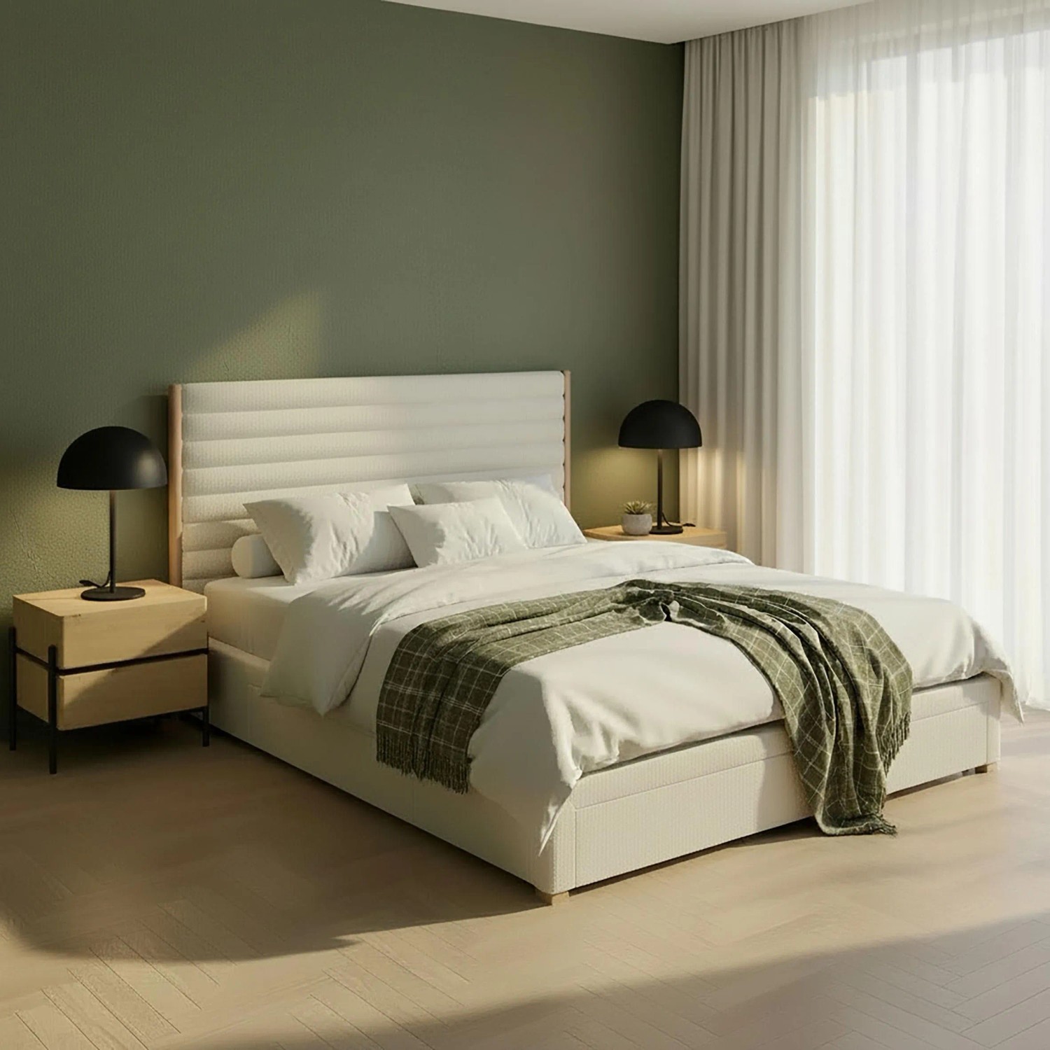 Bessagi Home Polsterbett Tayla Elfenbein ca. 180x200 cm Stauraum
