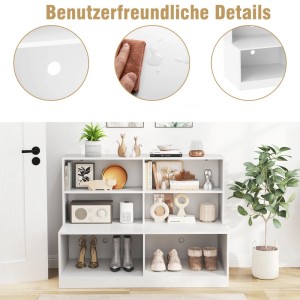 Weißer Costway Schuhschrank mit Regal und Sitzbank Kombination im Flur.
