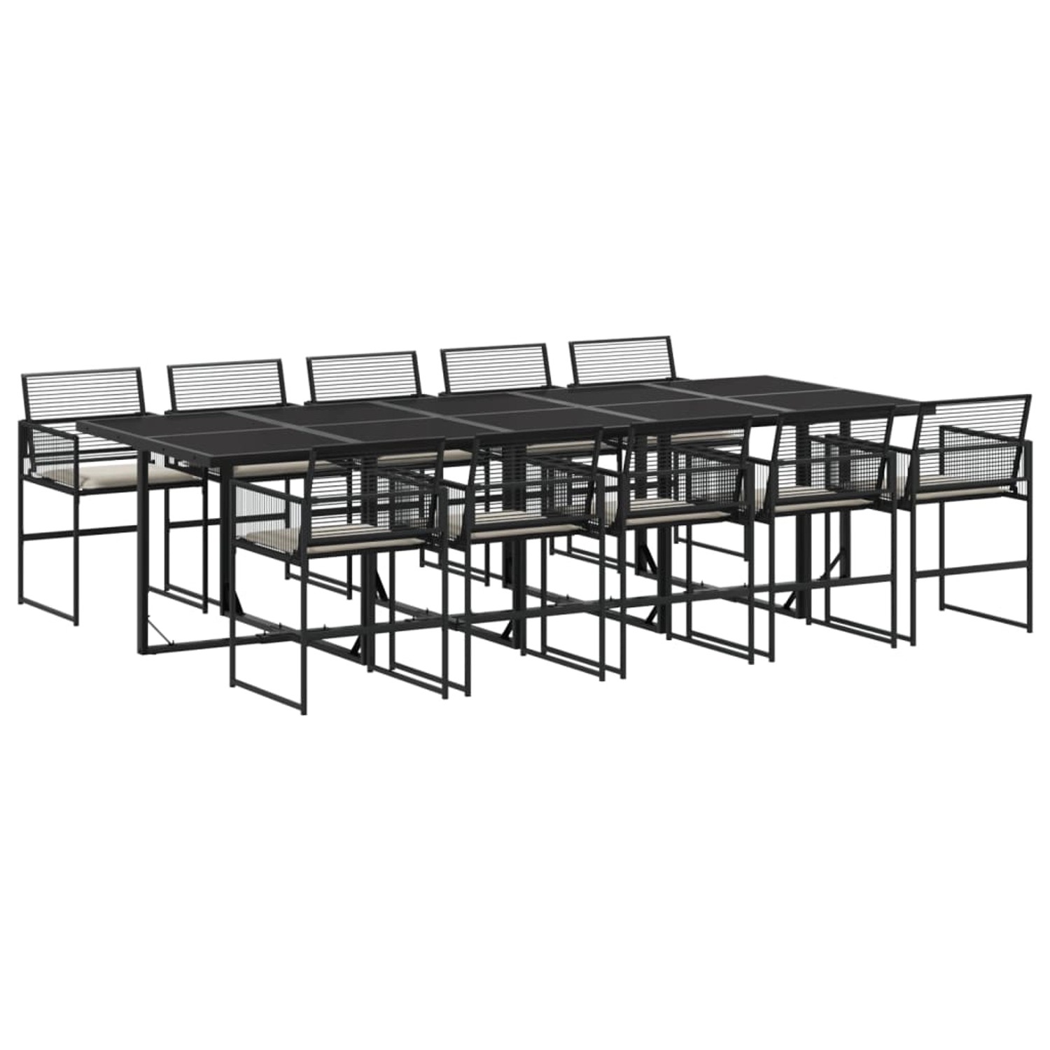 vidaXL 11-Tlg Garten-Essgruppe mit Kissen Schwarz Poly Rattan 3295011 günstig online kaufen