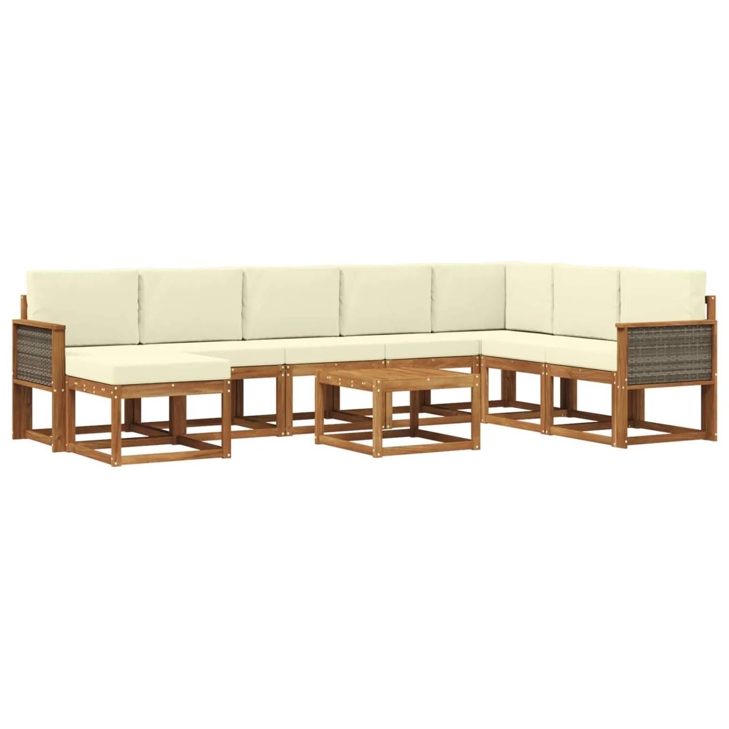 vidaXL Outdoor-Sofagarnitur 9 Stk Natur und Creme Massivholz Akazie 3385466