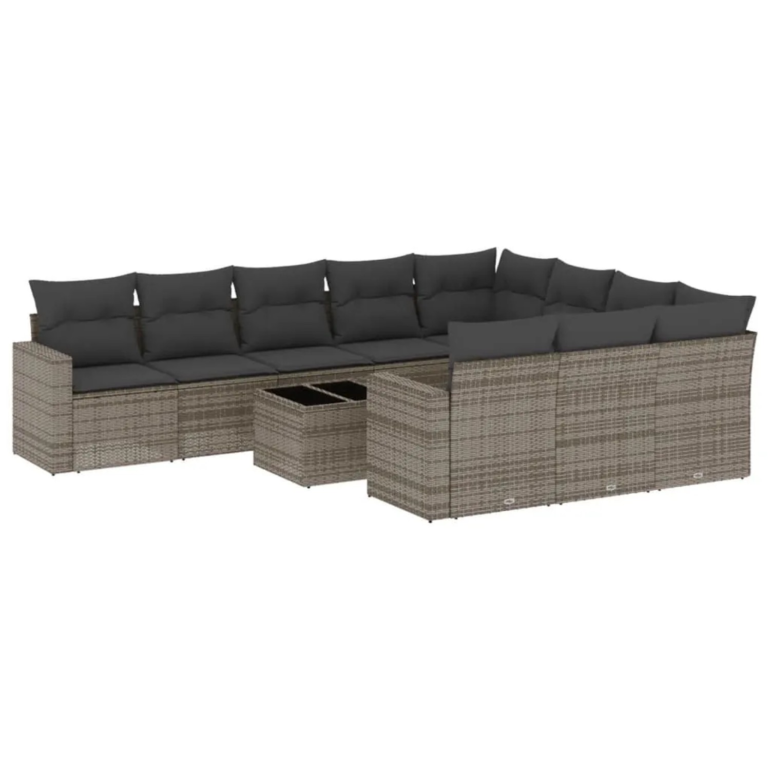 vidaXL 11-Tlg Garten-Sofagarnitur mit Kissen Grau Poly Rattan 3251837 günstig online kaufen