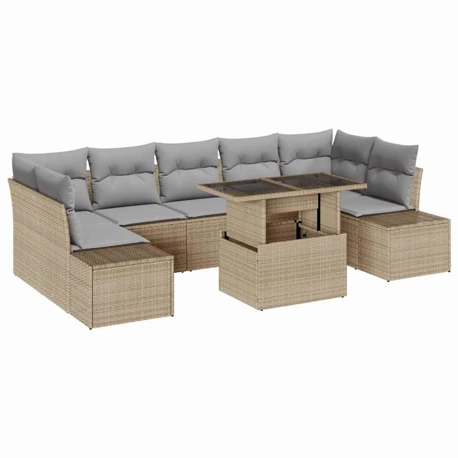 vidaXL Garten-Sofa-Set mit Kissen 8-Tlg Beige und Hellgrau 3357873