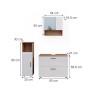 Vicco Badmöbel-Set Irma, 3-teilig, Eiche/Weiß Hochglanz: Spiegelschrank, Midischrank, Waschbeckenunterschrank.