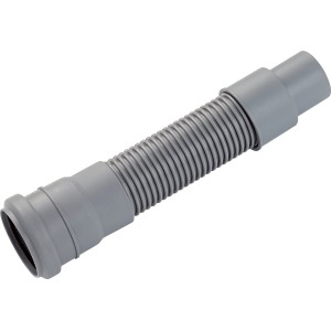 Graues HT-Flexrohr (250 mm) aus Kunststoff für Sanitärinstallation, flexibel montierbar.