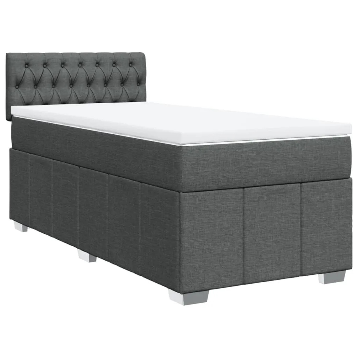 vidaXL Boxspringbett mit Matratze Dunkelgrau 90x190 cm Stoff 3289231