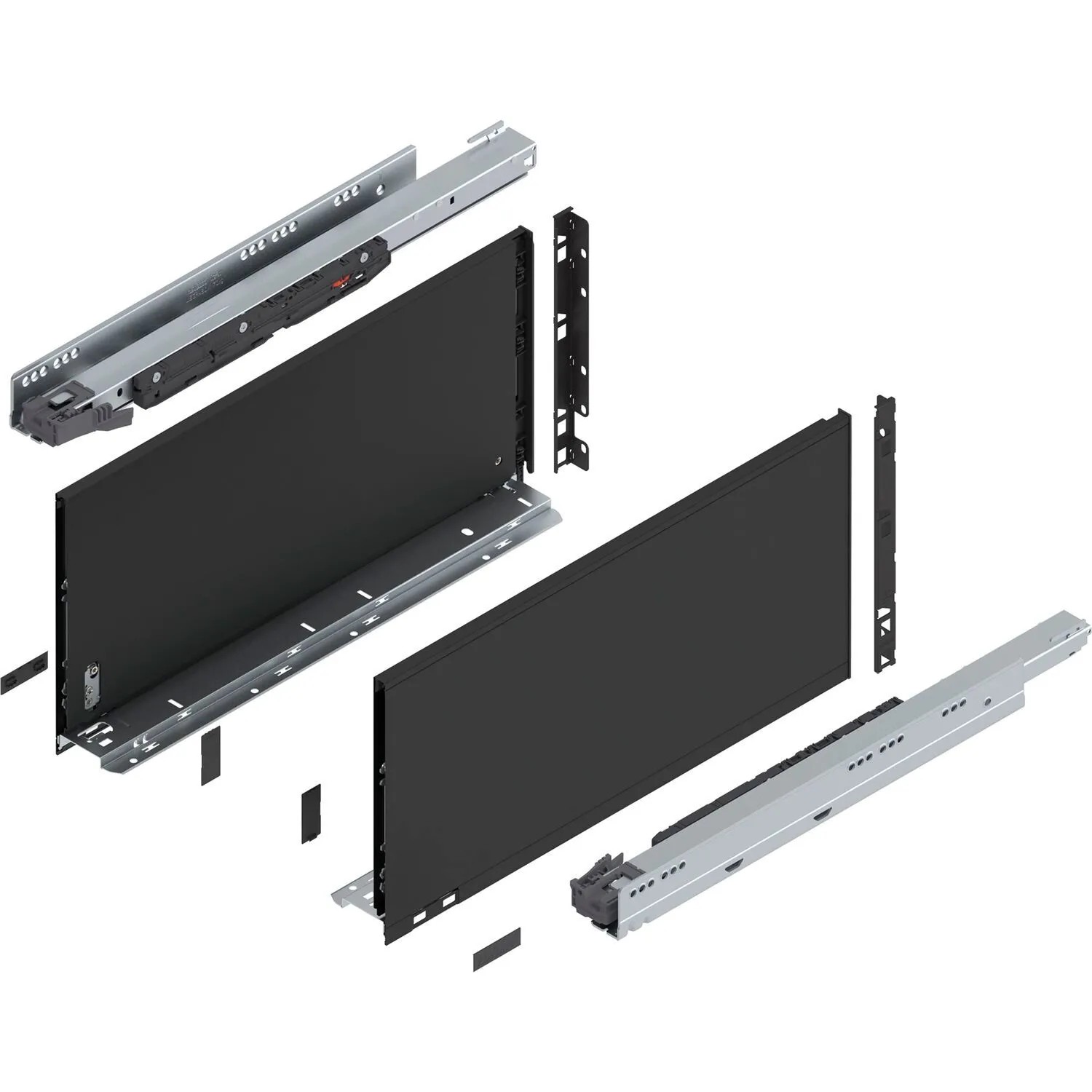 Blum Legrabox Pure Set Höhe F Tip-On Vollauszug 500 mm 70 kg Carbonschwarz 1 Paar