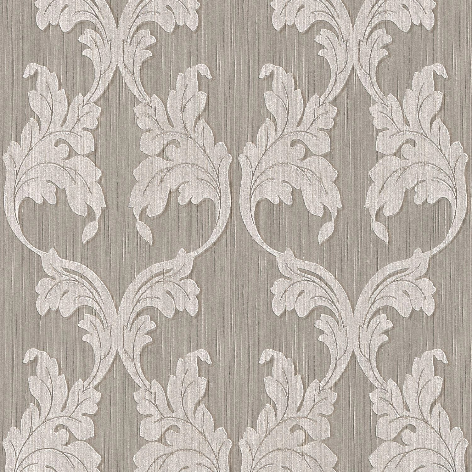 PROFHOME 956286-GU Textiloptik Tapete Barock Matt Grau Beige 0,53 m x 10,05 günstig online kaufen