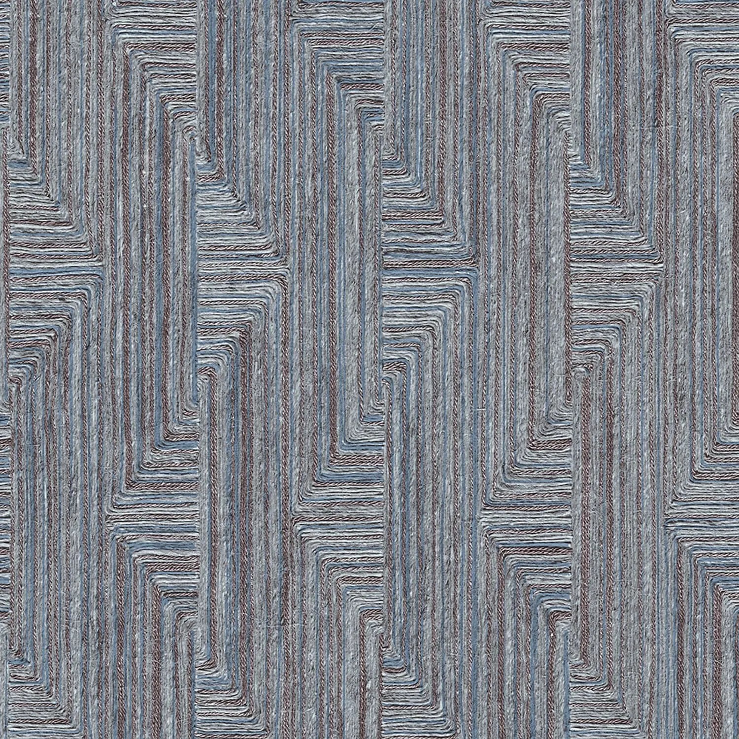 PROFHOME Sa524016-Di Ethno Tapete Textiloptik Metallic Blau Kupfer-Braun 0,53 m x 10,05 m  5,33 m2