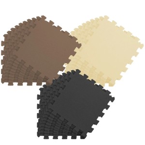 LittleTom Puzzlematte, 27-teiliges Set in Beige, Braun und Schwarz. Weiche Spielmatte für Babys und Kinder.