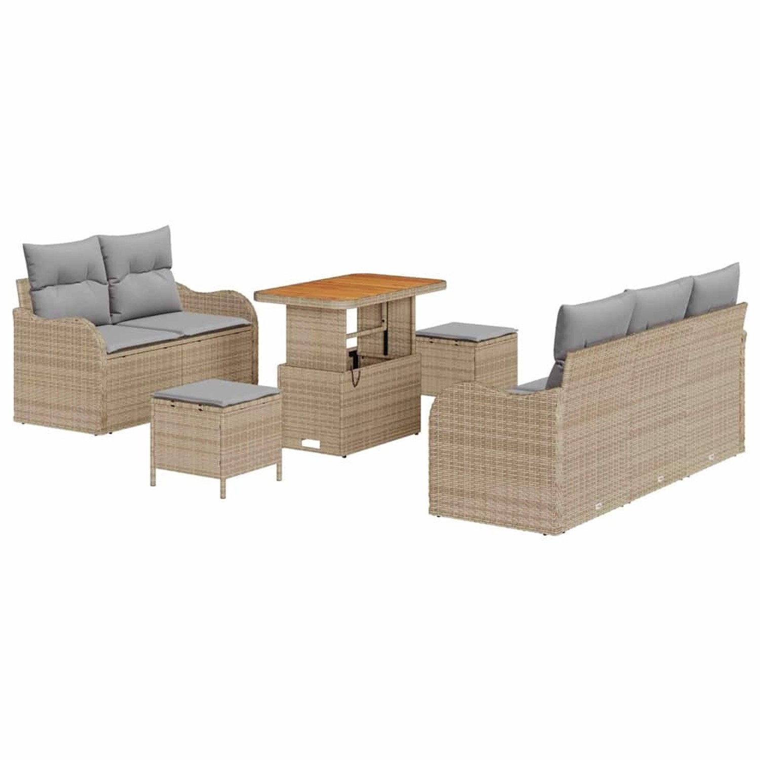 vidaXL Garten-Sofa-Set Höhenverstellbar 8-Tlg Beige Poly Rattan 3362212 günstig online kaufen
