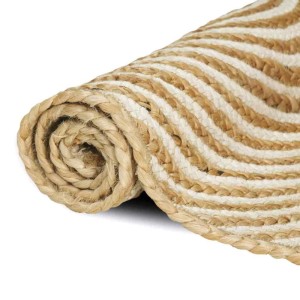 vidaXL Teppich Natur und Weiß 240 x 240 cm Jute 42010727