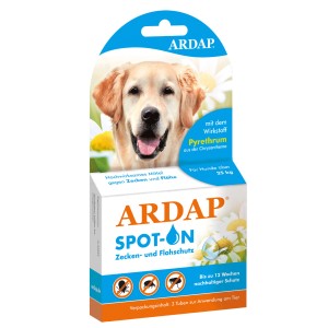 Ardap Spot-On für Hunde über 25 kg, Zecken- und Flohschutz mit Pyrethrum aus der Chrysantheme.