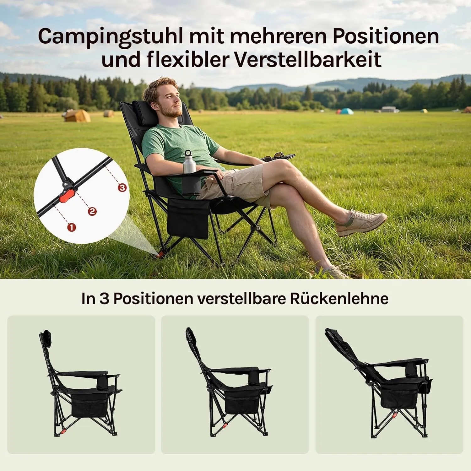 WOLTU Campingstuhl Faltbar Klappstuhl bis 150 kg Belastbar 2 Set_4