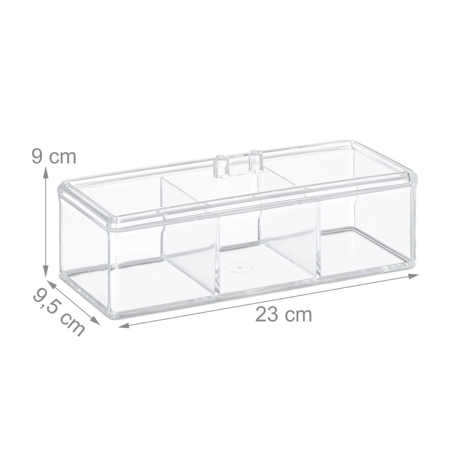 Relaxdays Teebox Kunststoff Transparent mit 3 Fächern 23 cm x 9 cm x 9,5 cm 0,27 kg_4