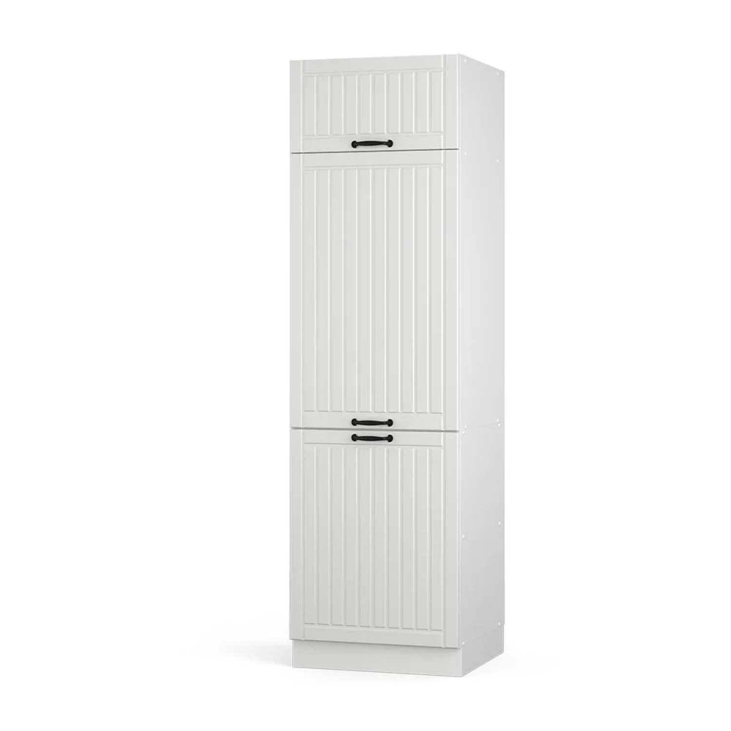 Vicco Kühlumbauschrank Fame-Line Hochschrank für die Küche Weiß Landhaus Weiß 60 cm