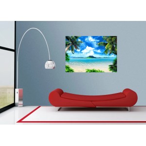 Sanders & Sanders Fototapete mit Strandmotiv in Blau und Grün, 180x127 cm.