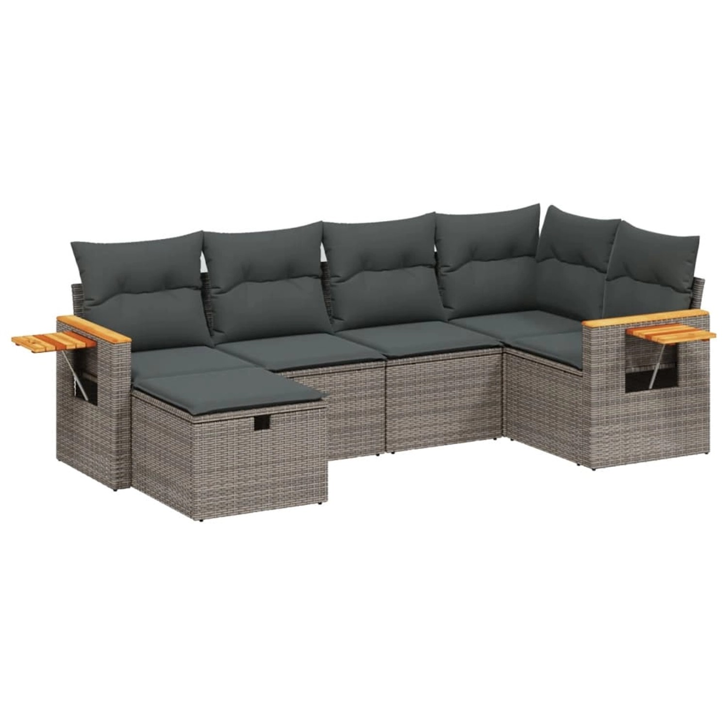 Thumbnail - vidaXL 6-Tlg Garten-Sofagarnitur mit Kissen Grau Poly Rattan 3265519
