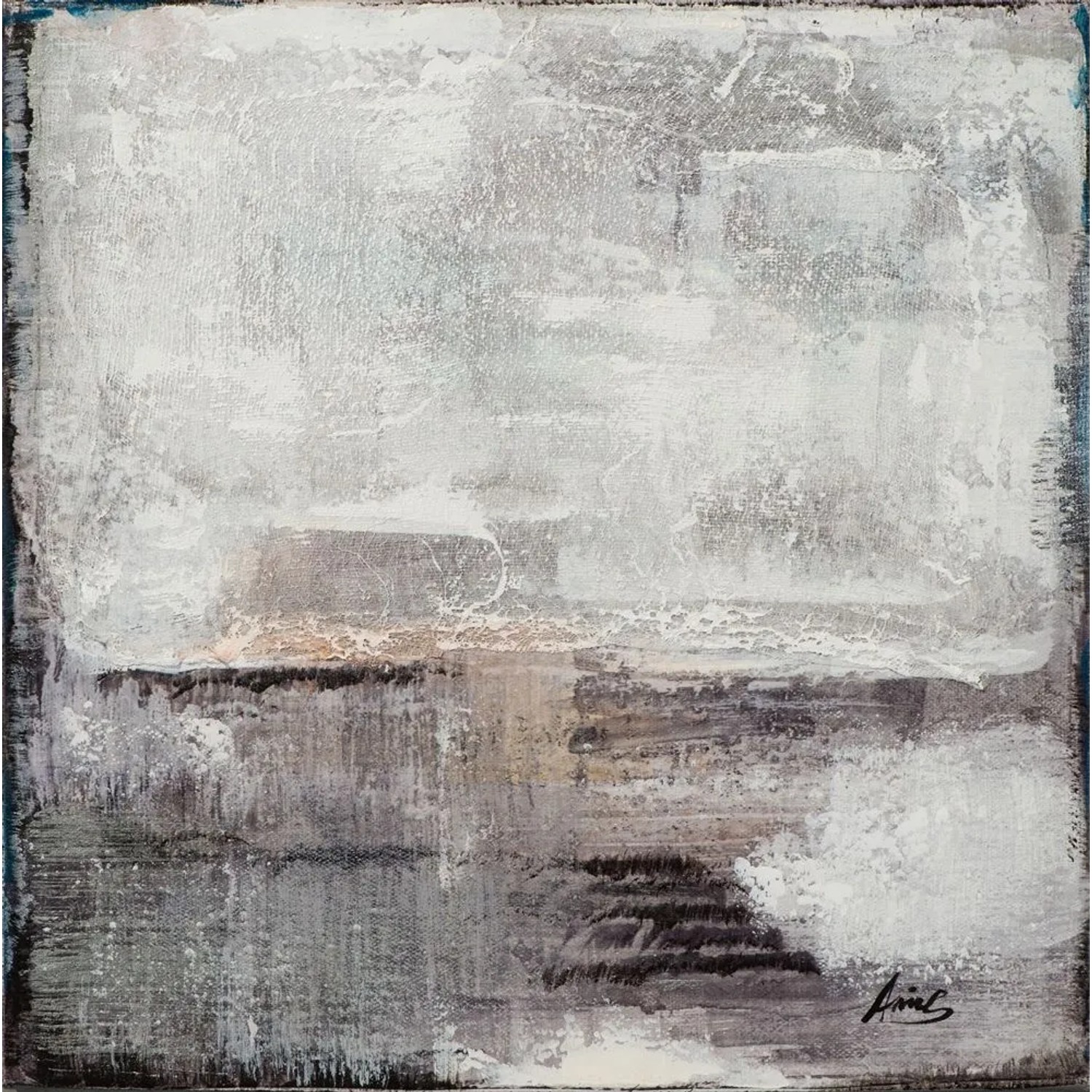 Art Universe Leinwandbild Abstrakte Komposition in Grau 40 x 40 cm